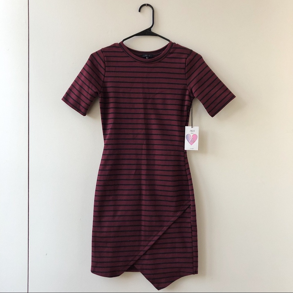 Iris Burgundy and Black Asymmetrical Dress